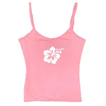 Aesthetic tank top with a black hibiscus flower on the front - boogzel clothing