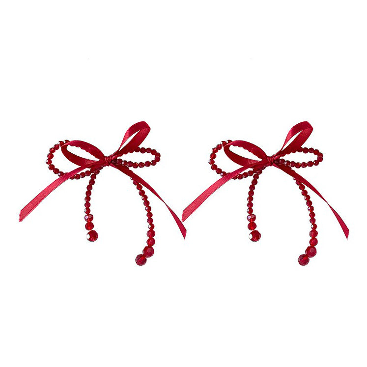 Coquette Aesthetic Red Bow Earrings