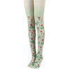 Mint green tights with a vibrant floral print, ideal for a cottagecore aesthetic outfit - boogzel clothing