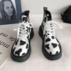 cow print ankle boots boogzel apparel