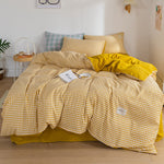 yellow plaid aesthetic bedding set boogzel apparel