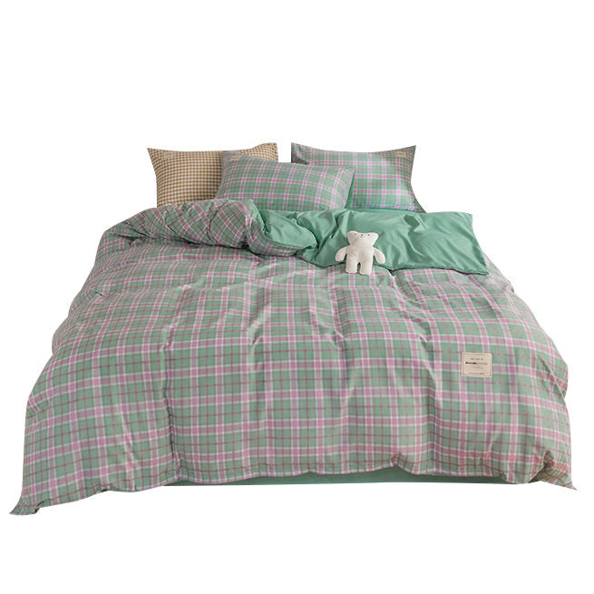 mint green plaid aesthetic bedding set boogzel apparel