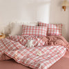 pink plaid aesthetic bedding set boogzel apparel