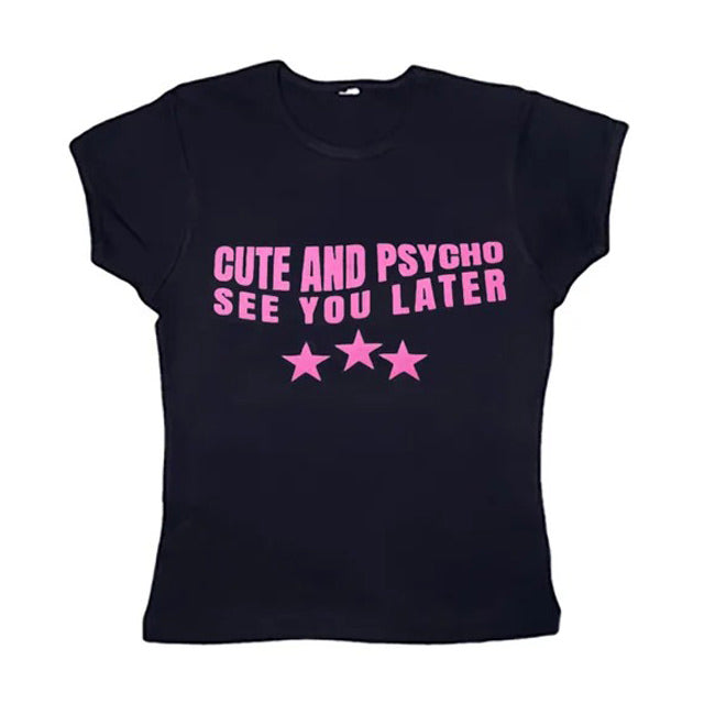Cute And Psycho Baby Tee - Cute And Psychocrop top - boogzel clothing