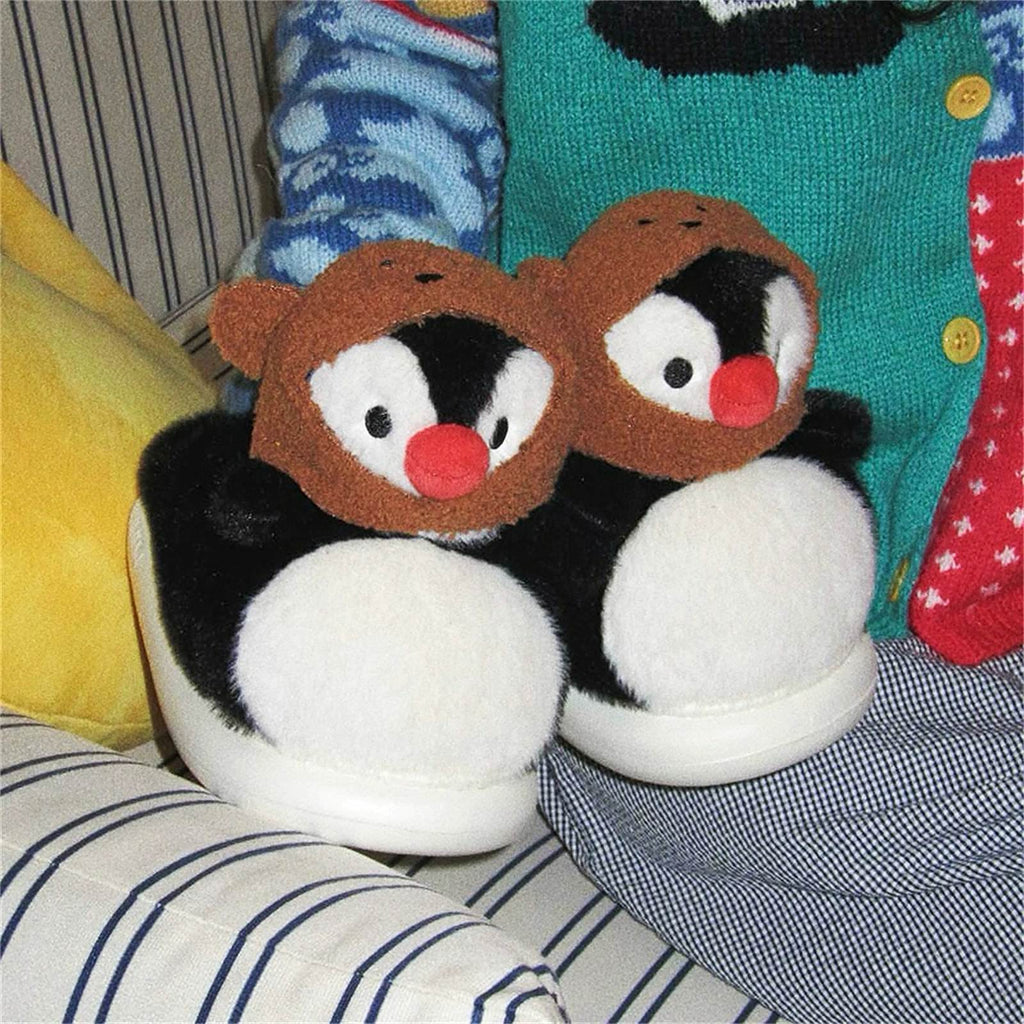Penguin_Slippers_with_Bear_Hat_Cozy_Winter_Plush_Slippers_Gift_Boogzel