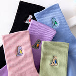 dino embroidery pastel socks boogzel apparel