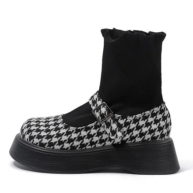 Dogtooth Check Sock Sandals boogzel apparel grandmacore