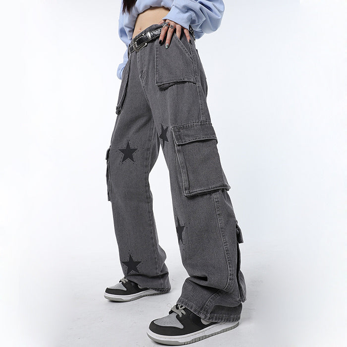 grey star baggy jeans boogzel apparel