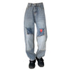 Early 2000s Pixel Heart Wide Jeans
