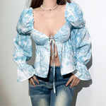 blue floral blouse boogzel apparel