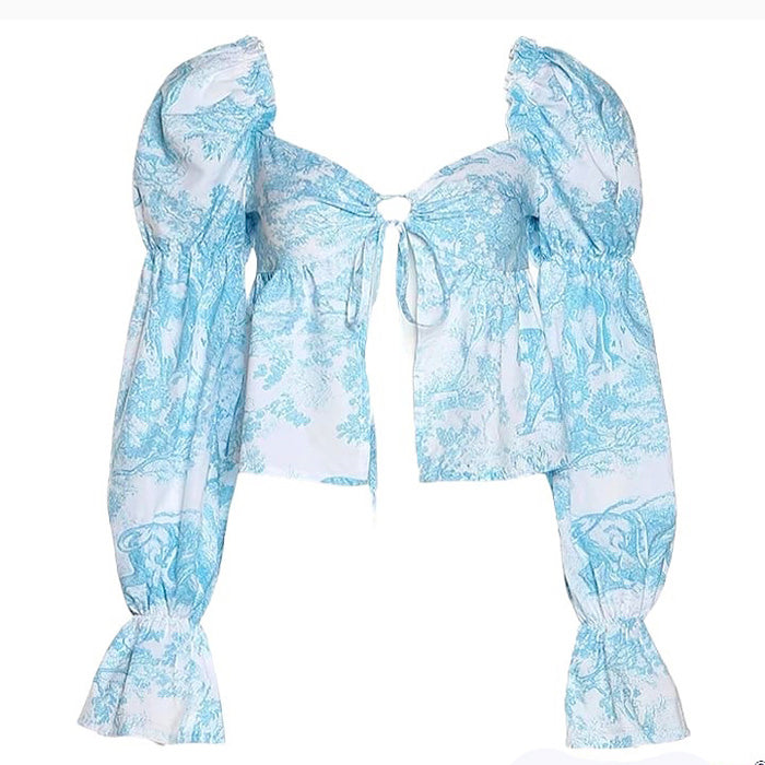 blue floral long sleeve top boogzel apparel