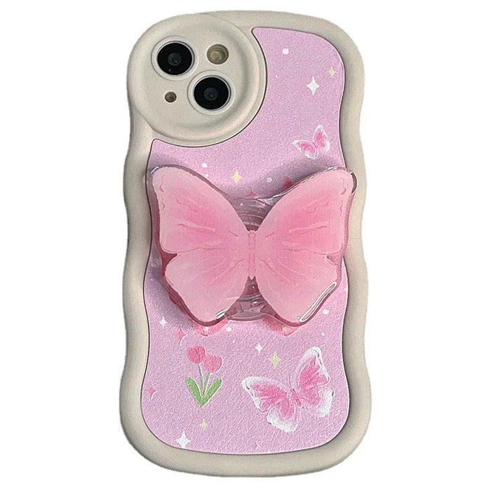 pink aesthetic butterfly phone case boogzel apparel