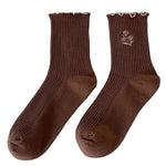 brown flower socks boogzel apparel