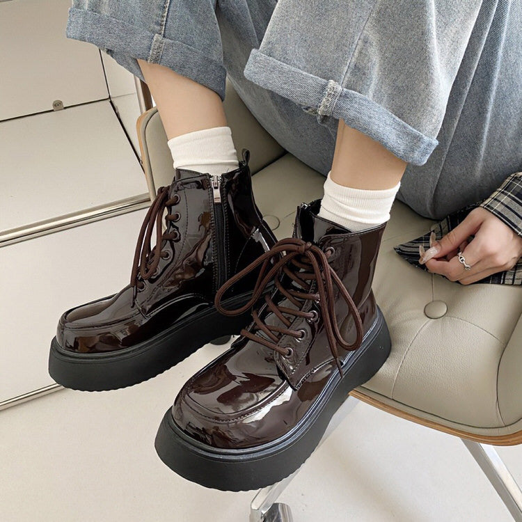Cloth lace up boots