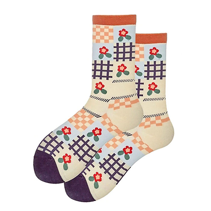 flower checkered socks boogzel apparel