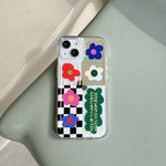 flower checkered iphone case 