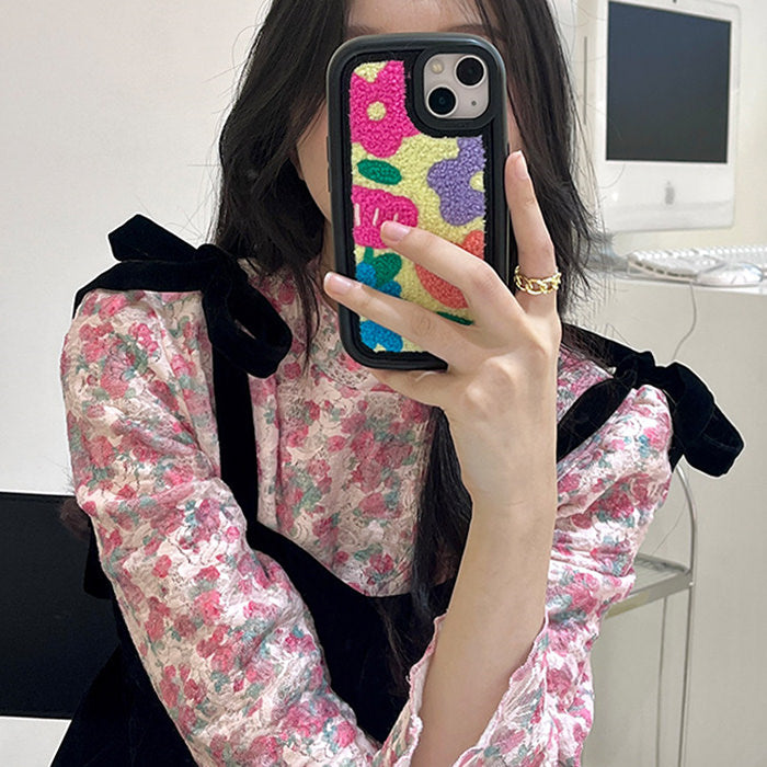 flower fuzzy iphone case boogzel apparel