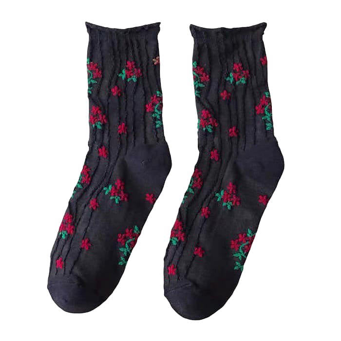 black floral socks boogzel apparel