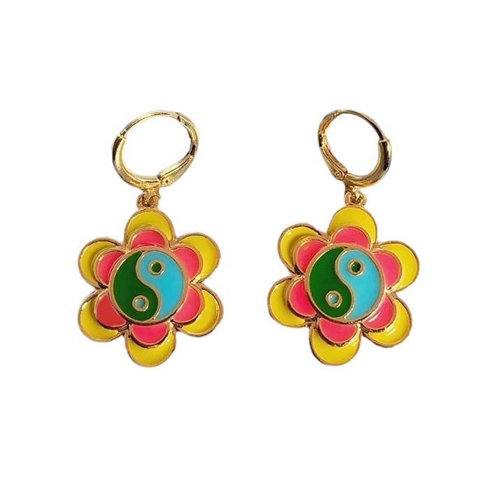 flower yin yang earrings boogzel apparel
