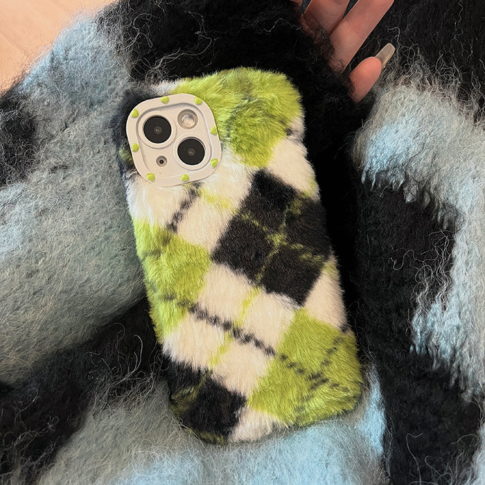 fuzzy argyle iphone case boogzel apparel