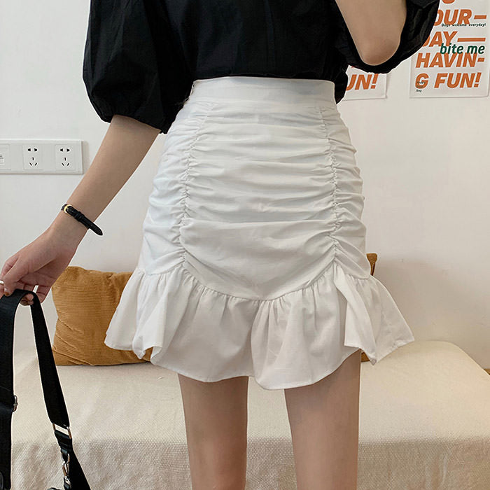 French Summer Ruched Mini Skirt