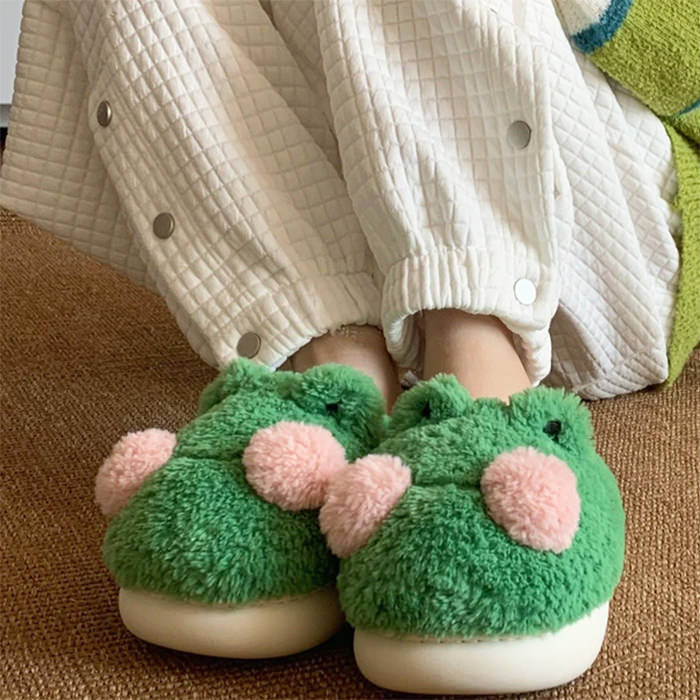 frog plush slippers boogzel apparel