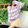 lavender argyle sweater boogzel apparel