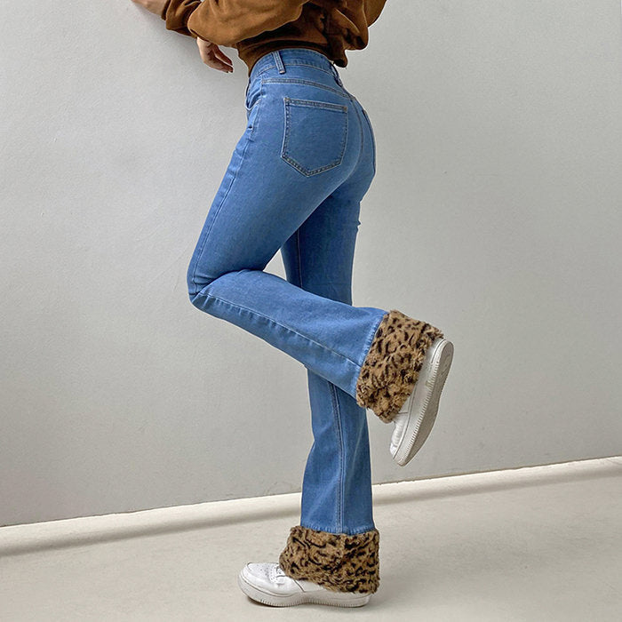 leopard trim jeans boogzel apparel