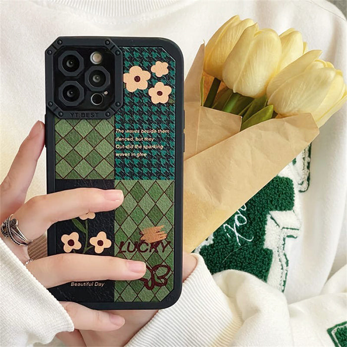 green patchwork iphone case boogzel apparel