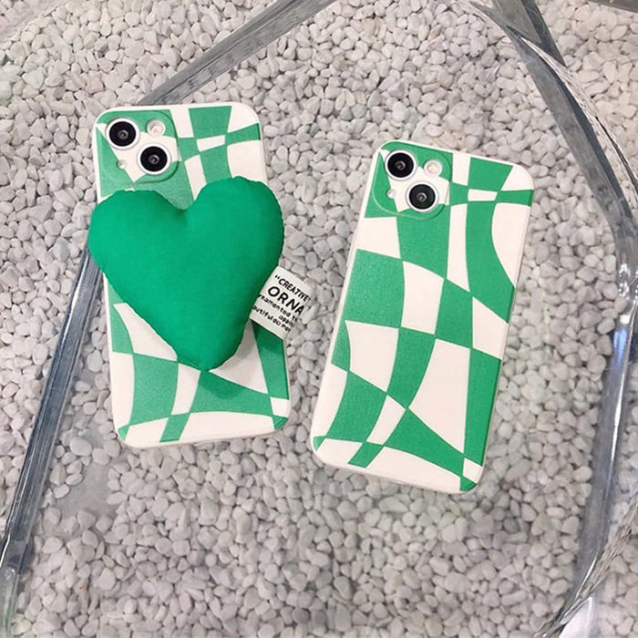green heart checkered iphone case boogzel apparel