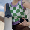 purple green checker aesthetic vest boogzel apparel