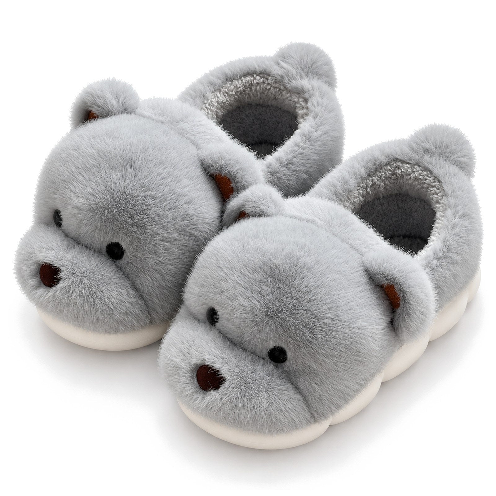 Grey Teddy Bear Slippers Fuzzy Animal Slippers boogzel_clothing