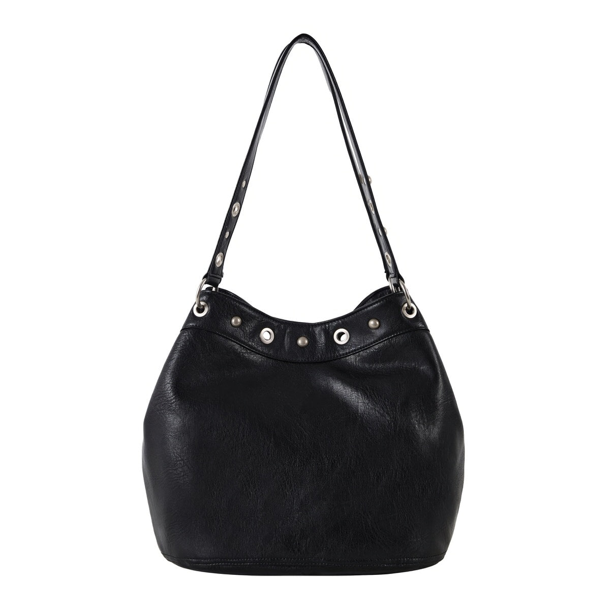 Grommet-Stud-Black-Shoulder-Bag