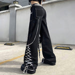 grunge lace up baggy jeans boogzel apparel