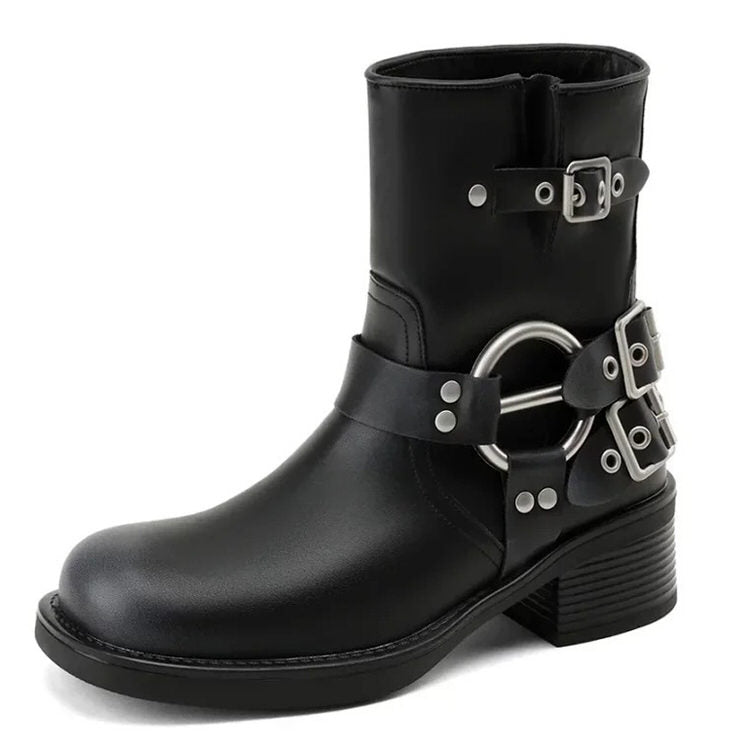Grunge Sleaze Motorcycle Buckle Boots - boogzel clothing - grunge outfit