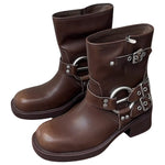 Grunge Sleaze Motorcycle Buckle Boots - boogzel clothing - cool shoes