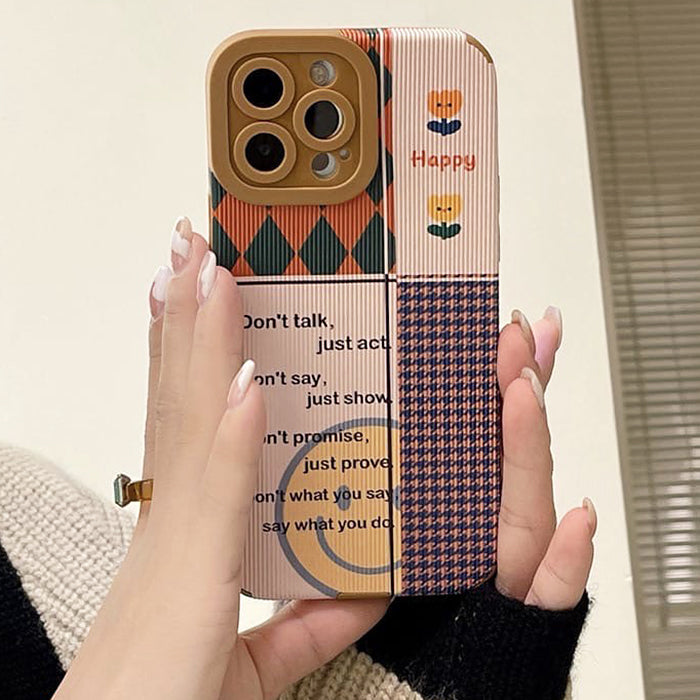 happy patchwork iphone case boogzel apparel
