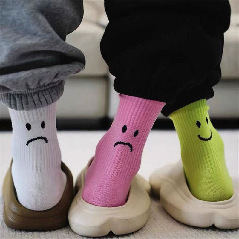 Happy & Sad Face Print Socks boogzel clothing