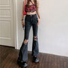 Heart Cut Out Grunge Flare Jeans boogzel apparel