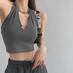 Heart Hollow Out Halter Top - Boogzel Clothing