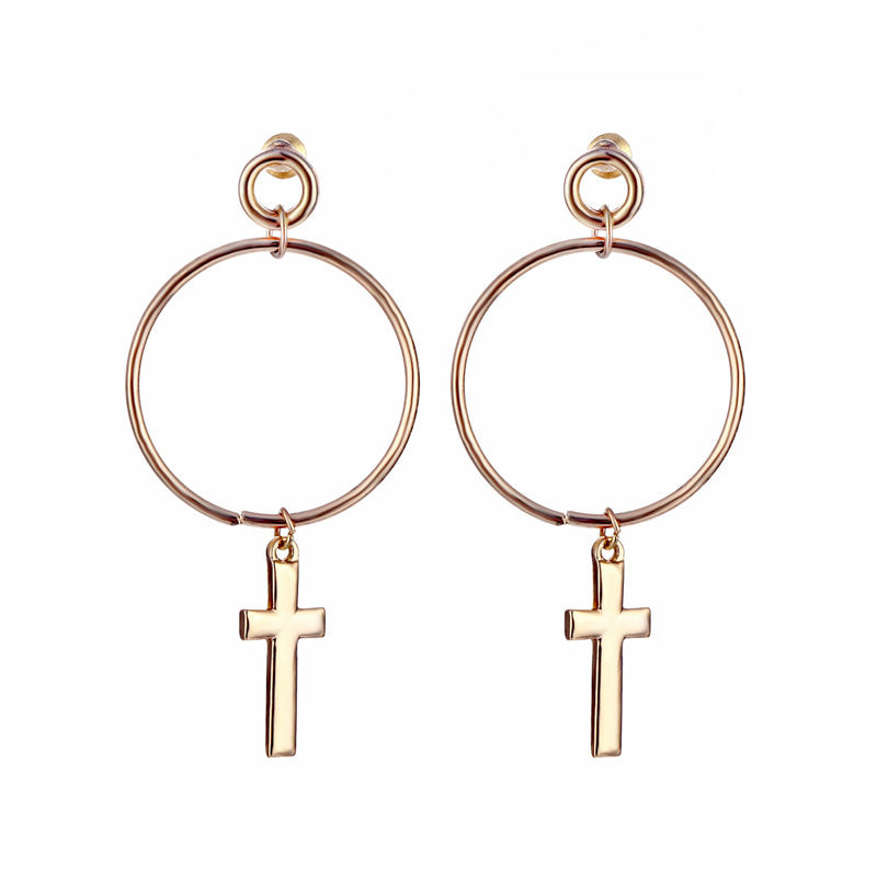 gold cross earrings boogzel apparel