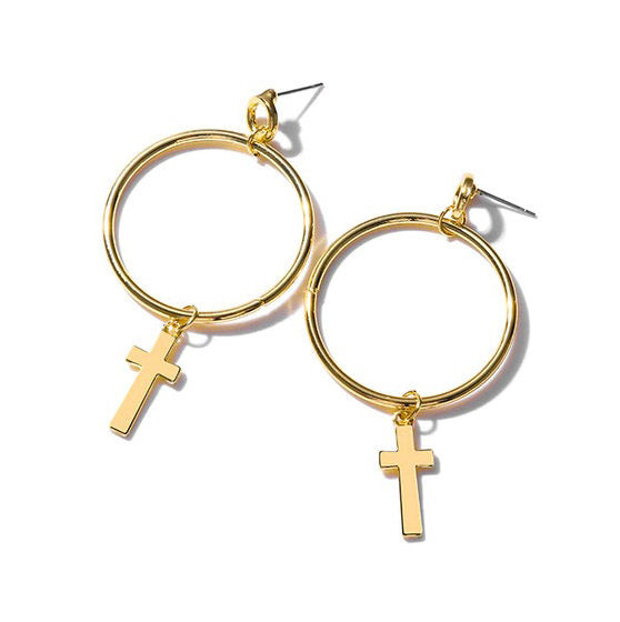 gold cross earrings boogzel apparel