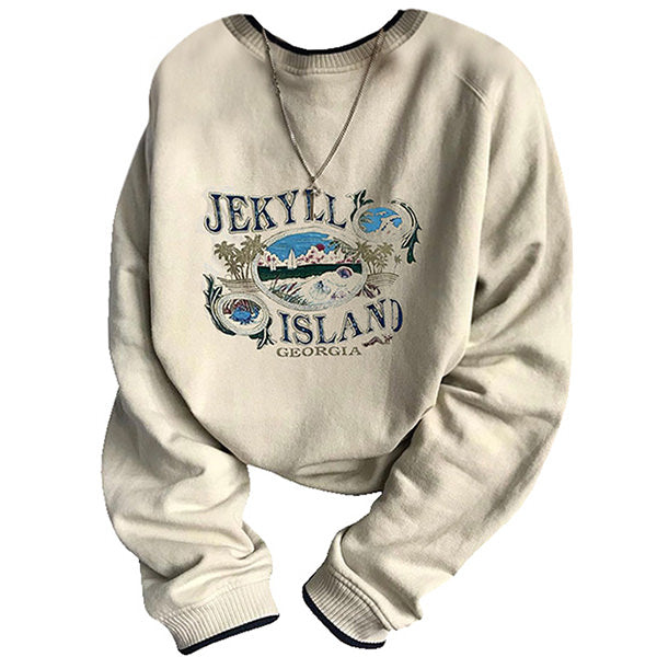 Jekyll Island Sweatshirt, S / Beige