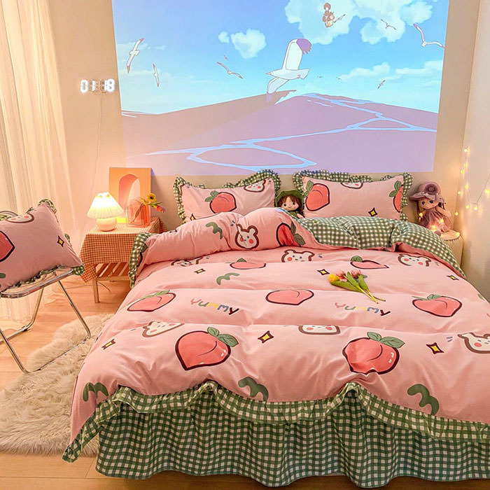 Kawaii Peach Bedding Set 🍑 boogzel apparel