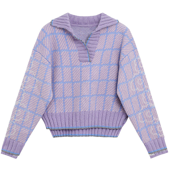 lavender plaid sweater boogzel apparel