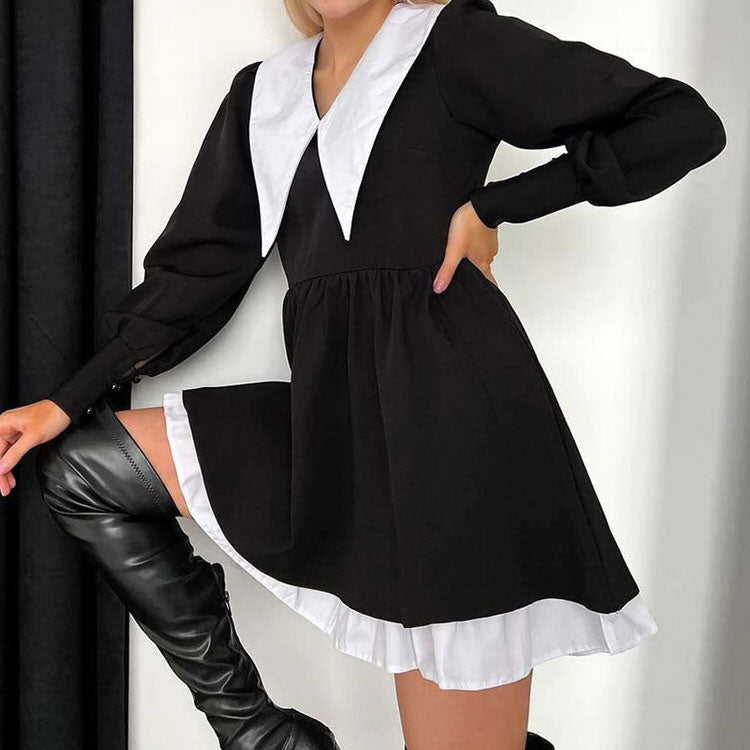 Like a Doll Black Collar Dress, S / Black Like a Doll Black Collar Dress, S / Black