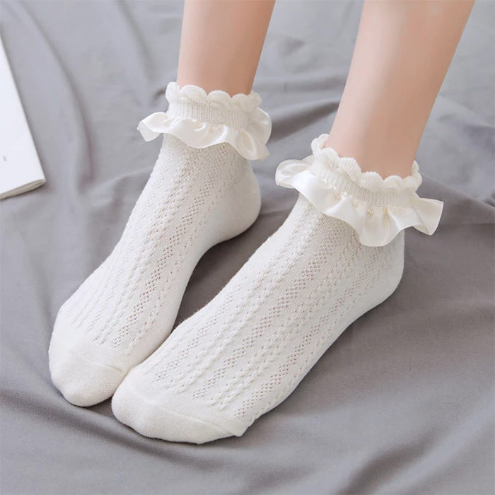 white frilly socks boogzel apparel