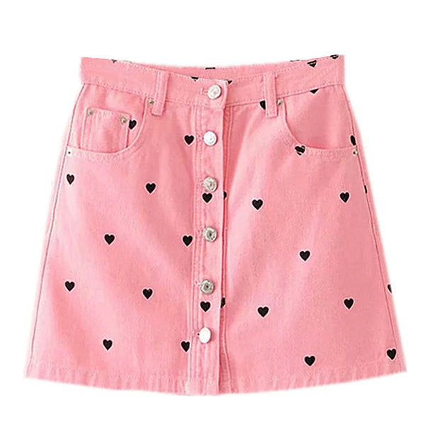 heart pink denim skirt boogzel apparel