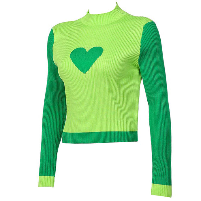 green heart ribbed sweater boogzel apparel