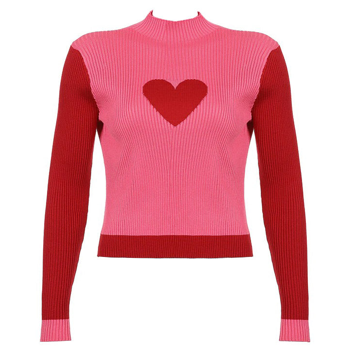 red  heart ribbed sweater boogzel apparel